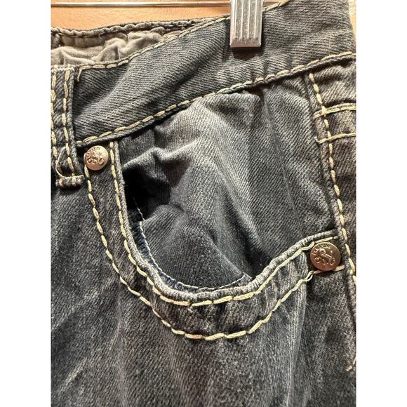 Lamasini Jeans Mens Distressed Embroidered Y2K Grunge 34W 29L - Picture 3 of 13